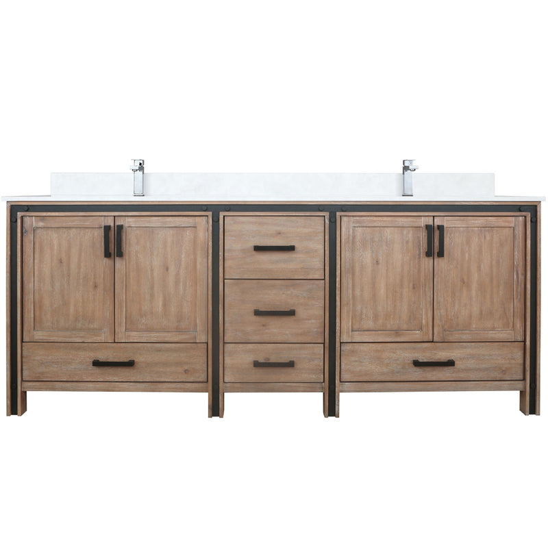 Lexora Ziva 84" W x 22" D Double Bath Vanity Cultured Marble Top and Faucet Set