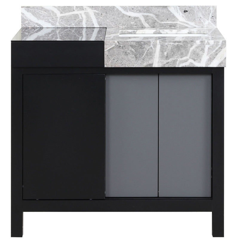 Lexora Zilara 36" W x 22" D Bath Vanity and Castle Grey Marble Top