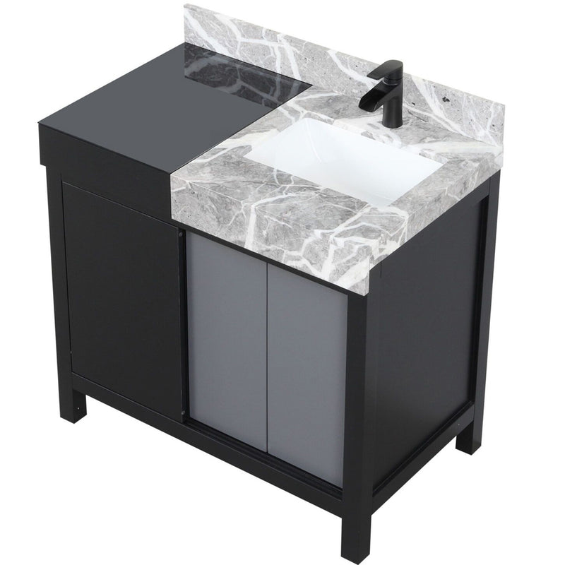 Lexora Zilara 36" W x 22" D Bath Vanity and Castle Grey Marble Top