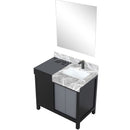 Lexora Zilara 36" W x 22" D Bath Vanity with Castle Grey Marble Top and 30" Mirror