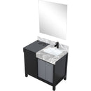 Lexora Zilara 36" W x 22" D Bath Vanity with Castle Grey Marble Top and 30" Mirror