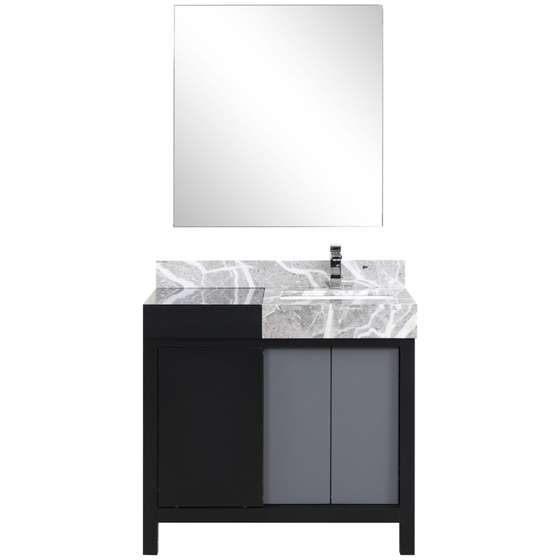 Lexora Zilara 36" W x 22" D Bath Vanity with Castle Grey Marble Top and 30" Mirror