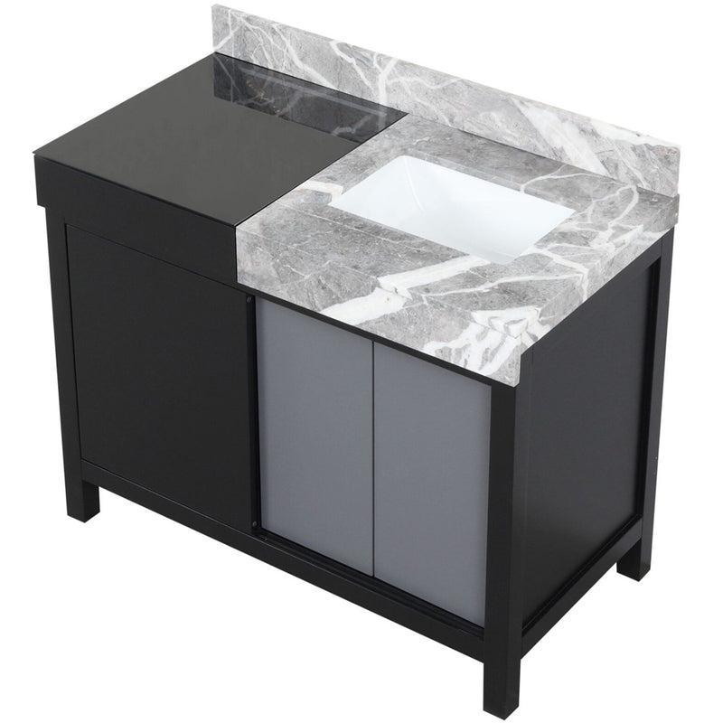 Lexora Zilara 42" W x 22" D Bath Vanity and Castle Grey Marble Top