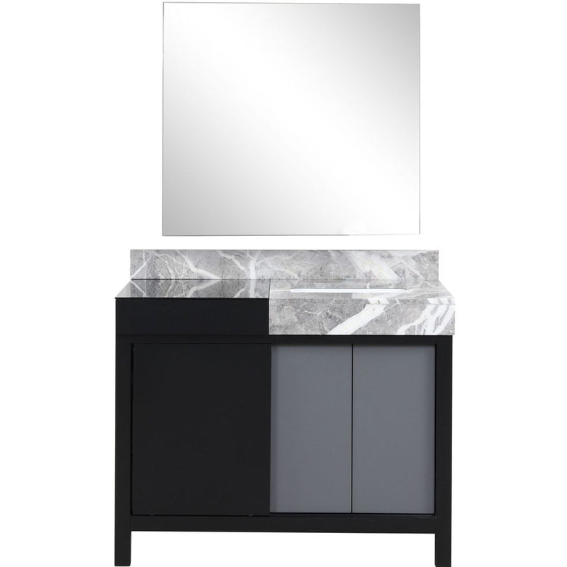 Lexora Zilara 42" W x 22" D Bath Vanity with Castle Grey Marble Top and 34" Mirror