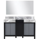 Lexora Zilara 55" W x 22" D Double Bath Vanity Castle Grey Marble Top and 53" Mirror