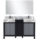 Lexora Zilara 55" W x 22" D Double Bath Vanity Castle Grey Marble Top and 53" Mirror