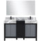 Lexora Zilara 55" W x 22" D Double Bath Vanity Castle Grey Marble Top and 53" Mirror