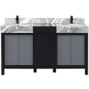 Lexora Zilara 60" W x 22" D Double Bath Vanity and Castle Grey Marble Top