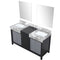 Lexora Zilara 60" W x 22" D Double Bath Vanity Castle Grey Marble Top and 28" Mirrors