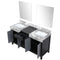 Lexora Zilara 60" W x 22" D Double Bath Vanity Castle Grey Marble Top and 28" Mirrors