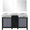 Lexora Zilara 60" W x 22" D Double Bath Vanity Castle Grey Marble Top and 28" Mirrors