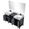 Lexora Zilara 60" W x 22" D Double Bath Vanity Castle Grey Marble Top and 28" Mirrors