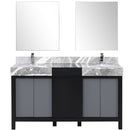 Lexora Zilara 60" W x 22" D Double Bath Vanity Castle Grey Marble Top and 28" Mirrors