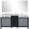 Lexora Zilara 72" W x 22" D Double Bath Vanity Castle Grey Marble Top and 28" Mirrors