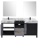 Lexora Zilara 72" W x 22" D Double Bath Vanity Castle Grey Marble Top and 28" Mirrors