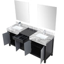 Lexora Zilara 72" W x 22" D Double Bath Vanity Castle Grey Marble Top and 28" Mirrors