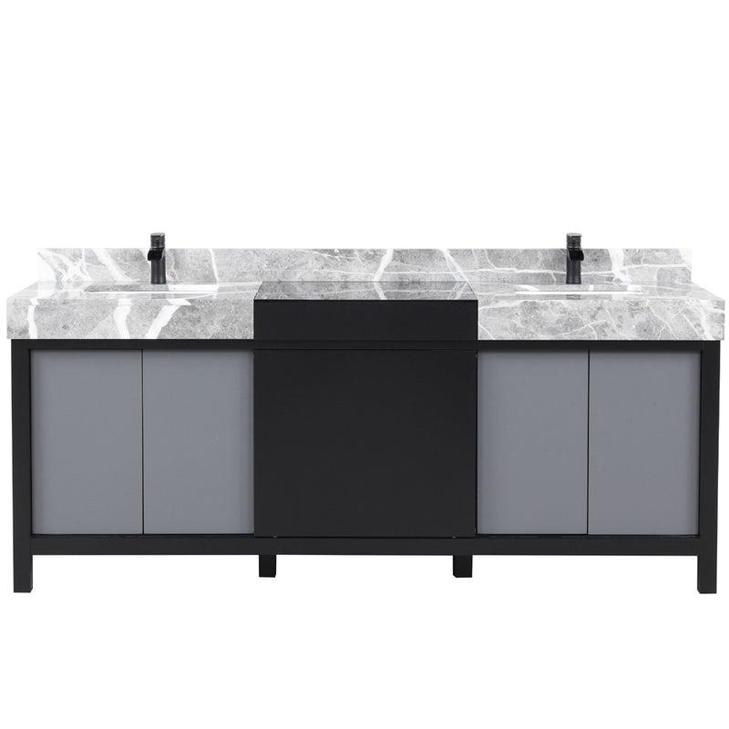 Lexora Zilara 80" W x 22" D Double Bath Vanity and Castle Grey Marble Top