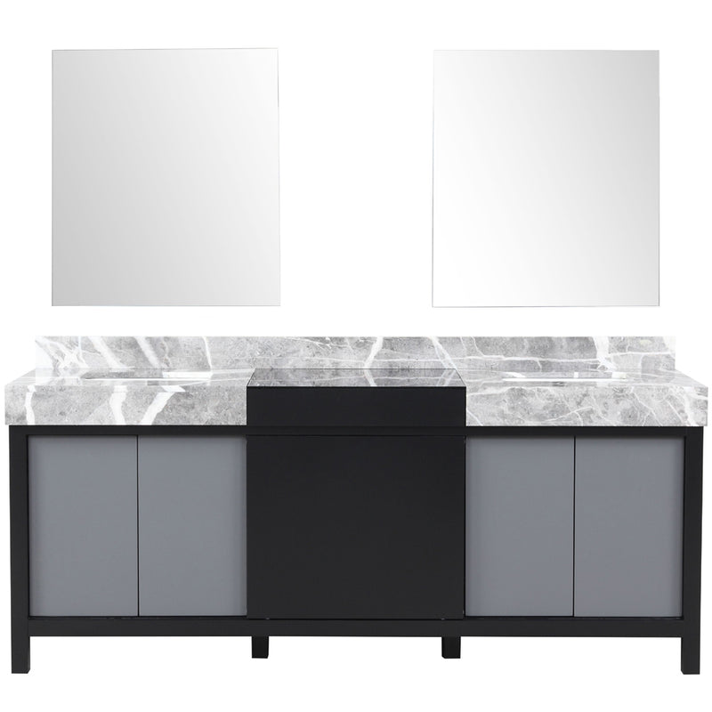 Lexora Zilara 80" W x 22" D Double Bath Vanity Castle Grey Marble Top and 30" Mirrors