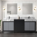 Lexora Zilara 80" W x 22" D Double Bath Vanity Castle Grey Marble Top and 30" Mirrors