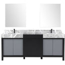 Lexora Zilara 80" W x 22" D Double Bath Vanity Castle Grey Marble Top and 30" Mirrors