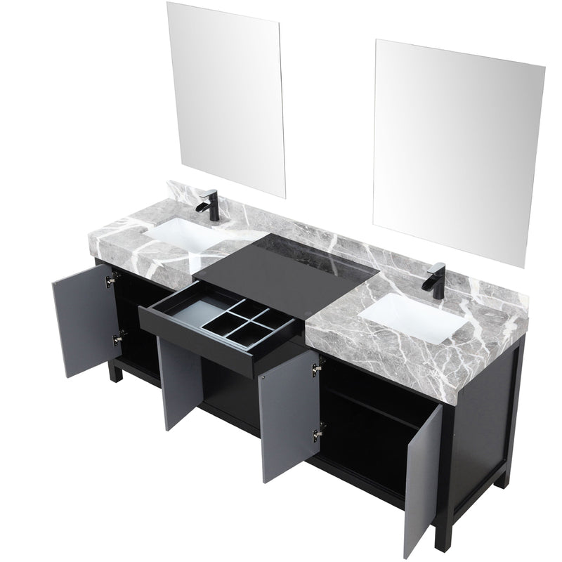 Lexora Zilara 80" W x 22" D Double Bath Vanity Castle Grey Marble Top and 30" Mirrors