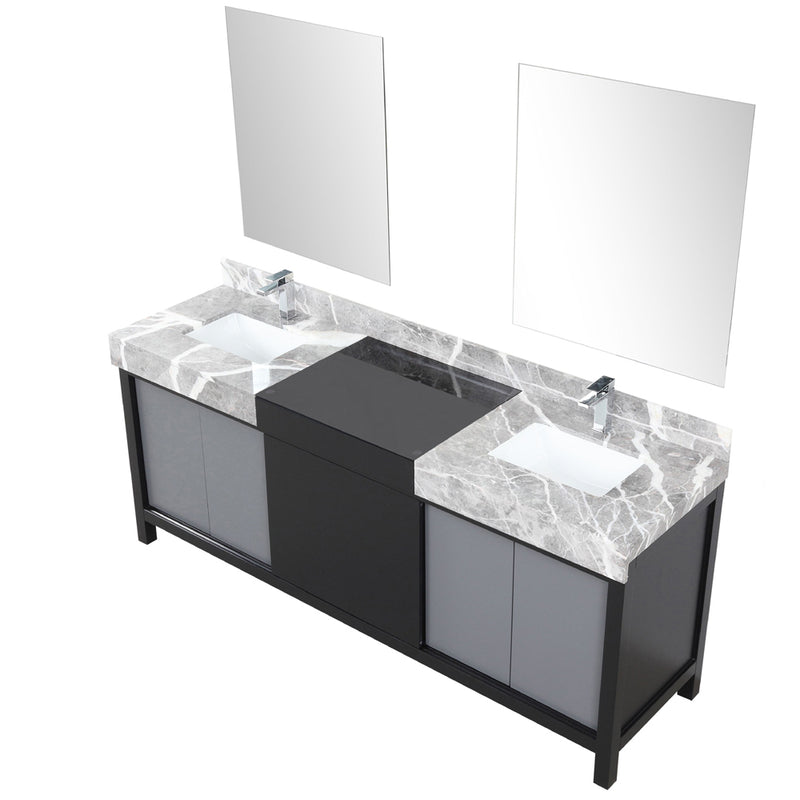 Lexora Zilara 80" W x 22" D Double Bath Vanity Castle Grey Marble Top and 30" Mirrors