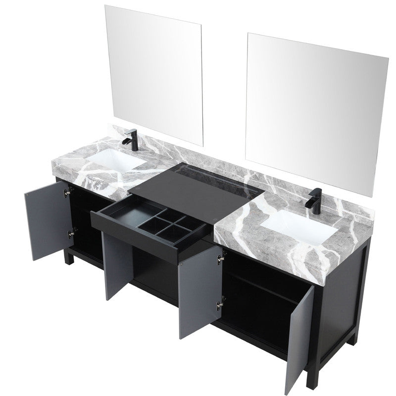 Lexora Zilara 84" W x 22" D Double Bath Vanity Castle Grey Marble Top and 34" Mirrors