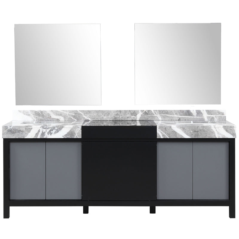 Lexora Zilara 84" W x 22" D Double Bath Vanity Castle Grey Marble Top and 34" Mirrors