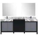 Lexora Zilara 84" W x 22" D Double Bath Vanity Castle Grey Marble Top and 34" Mirrors