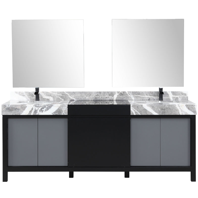 Lexora Zilara 84" W x 22" D Double Bath Vanity Castle Grey Marble Top and 34" Mirrors