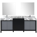 Lexora Zilara 84" W x 22" D Double Bath Vanity Castle Grey Marble Top and 34" Mirrors