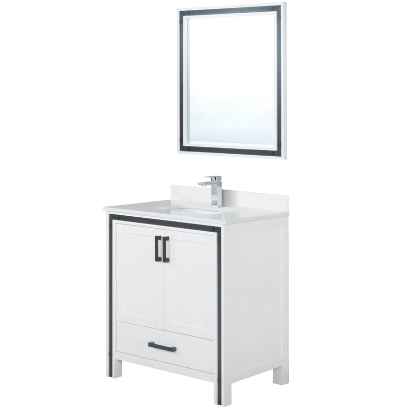 Lexora Ziva 30" W x 22" D Bath Vanity Cultured Marble Top with Faucet Set and 28" Mirror