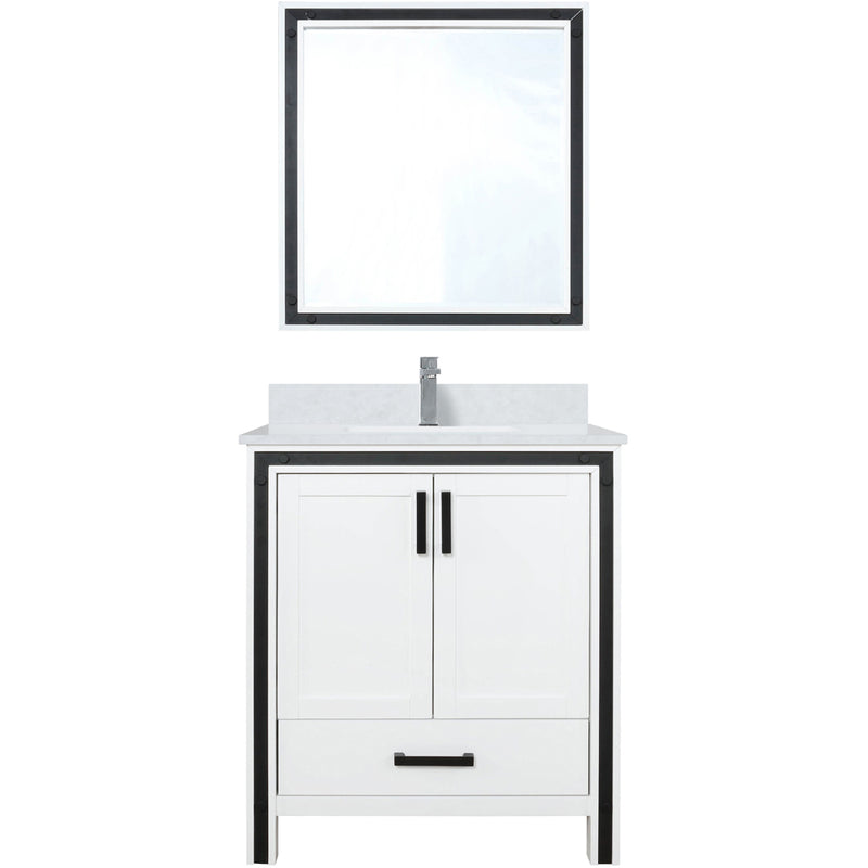 Lexora Ziva 30" W x 22" D Bath Vanity Cultured Marble Top with Faucet Set and 28" Mirror