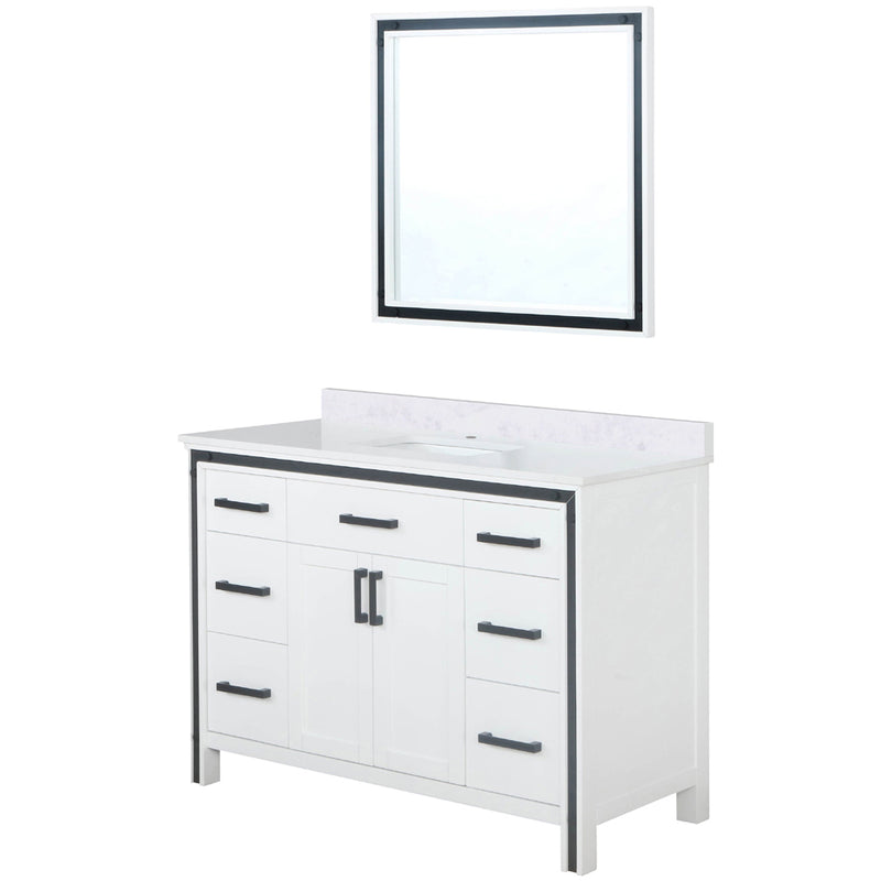 Lexora Ziva 48" W x 22" D Bath Vanity with Cultured Marble Top and 34 in Mirror