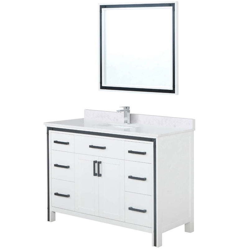 Lexora Ziva 48" W x 22" D Bath Vanity Cultured Marble Top with Faucet Set and 34" Mirror