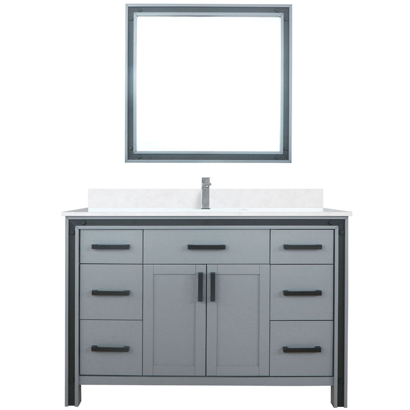 Lexora Ziva 48" W x 22" D Bath Vanity Cultured Marble Top with Faucet Set and 34" Mirror