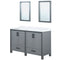 Lexora Ziva 60" W x 22" D Double Bath Vanity with Cultured Marble Top and 22" Mirrors