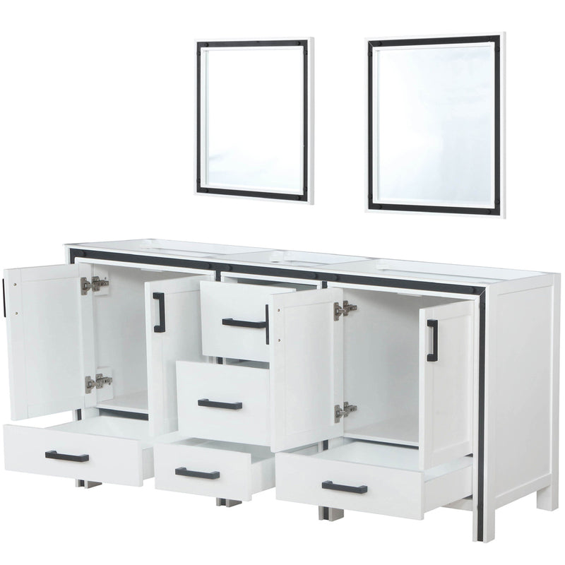 Lexora Ziva 72" W x 22" D Double Bath Vanity and 30" Mirrors