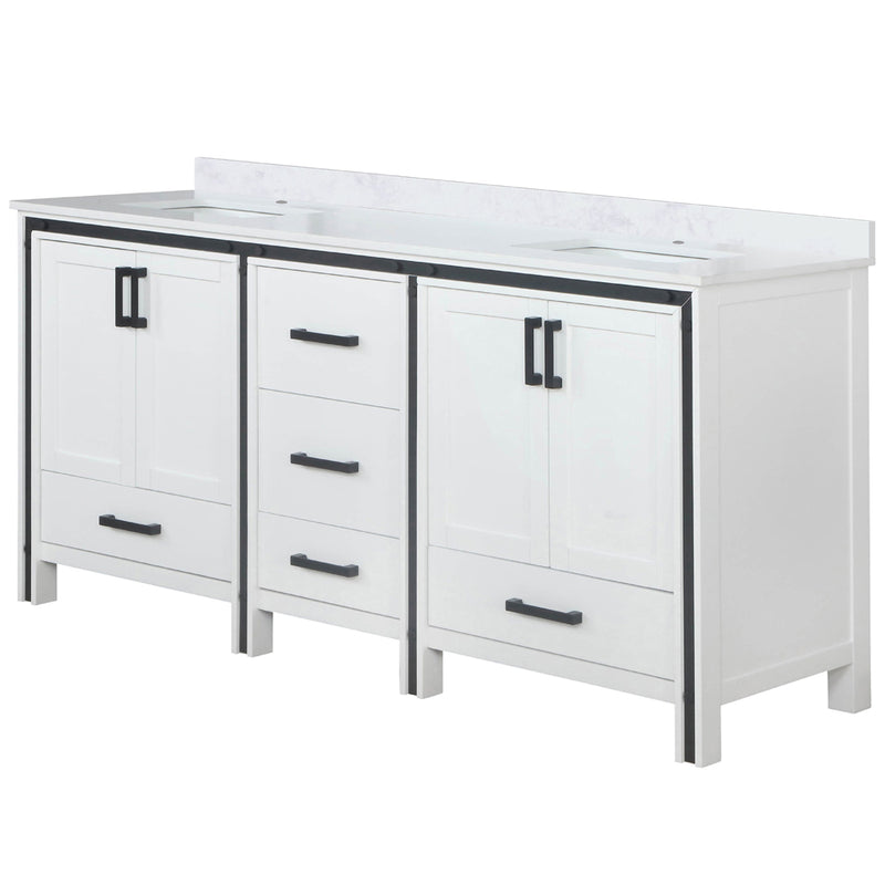 Lexora Ziva 72" W x 22" D Double Bath Vanity and Cultured Marble Top