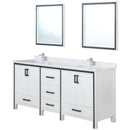 Lexora Ziva 72" W x 22" D Double Bath Vanity Cultured Marble Top with Faucet Set and 30" Mirrors