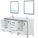 Lexora Ziva 72" W x 22" D Double Bath Vanity Cultured Marble Top with Faucet Set and 30" Mirrors