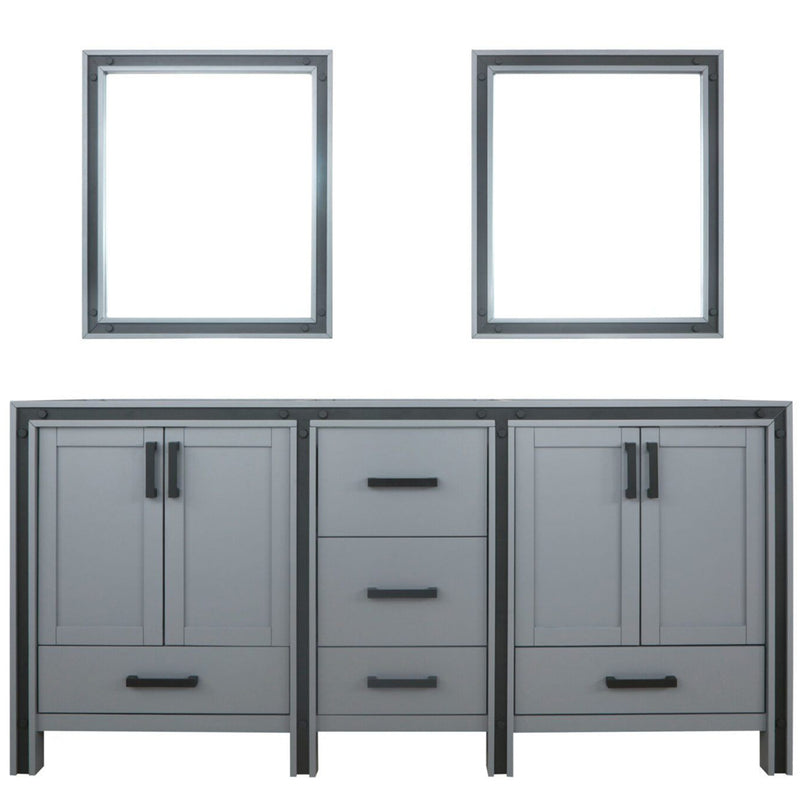 Lexora Ziva 72" W x 22" D Double Bath Vanity and 30" Mirrors