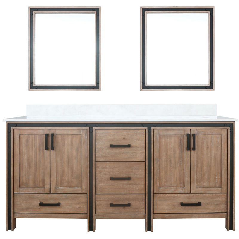 Lexora Ziva 72" W x 22" D Double Bath Vanity with Cultured Marble Top and 30" Mirrors