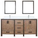 Lexora Ziva 72" W x 22" D Double Bath Vanity Cultured Marble Top with Faucet Set and 30" Mirrors