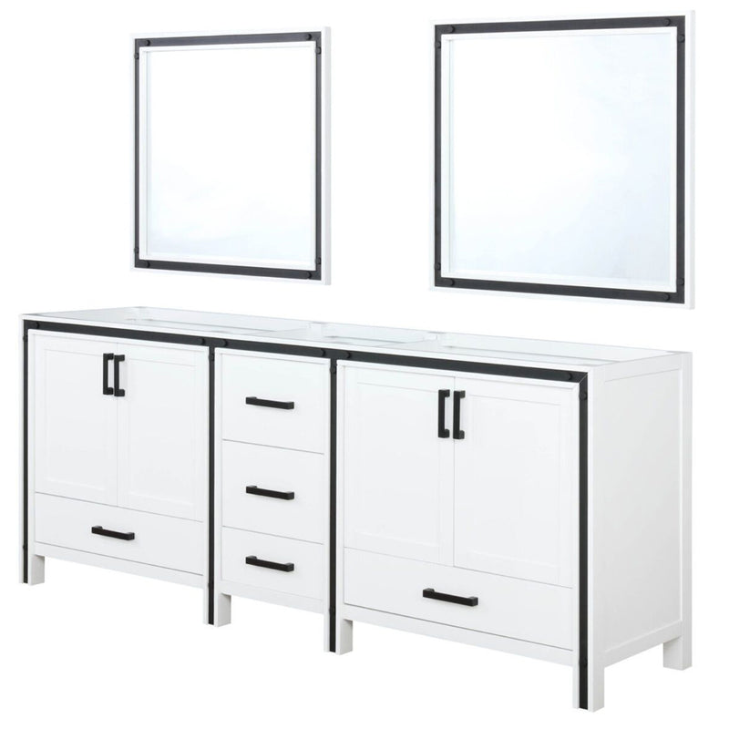 Lexora Ziva 80" W x 22" D Double Bath Vanity and 30" Mirrors