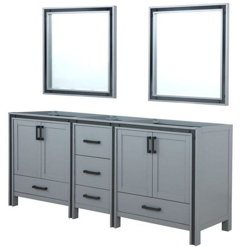 Lexora Ziva 80" W x 22" D Double Bath Vanity and 30" Mirrors