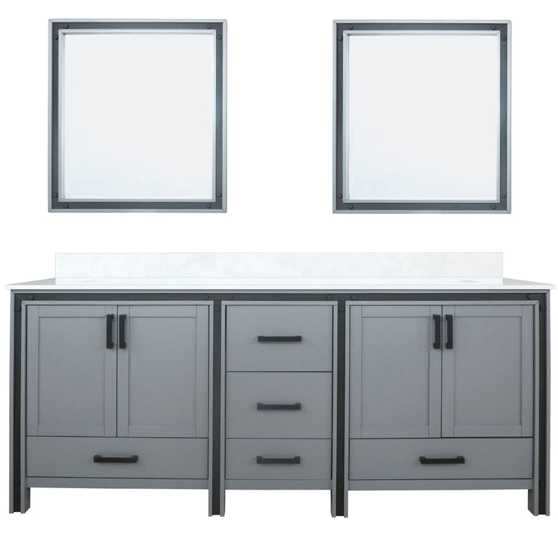 Lexora Ziva 80" W x 22" D Double Bath Vanity with Cultured Marble Top and 30" Mirrors