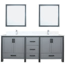 Lexora Ziva 80" W x 22" D Double Bath Vanity Cultured Marble Top with Faucet Set and 30" Mirrors