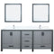 Lexora Ziva 80" W x 22" D Double Bath Vanity Cultured Marble Top with Faucet Set and 30" Mirrors