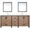 Lexora Ziva 80" W x 22" D Double Bath Vanity Cultured Marble Top with Faucet Set and 30" Mirrors